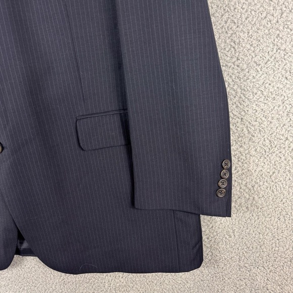Lauren Ralph Lauren Suit Mens 46 Long Navy Pinstripe Wool 2 Button Pleated Pants - Picture 3 of 14